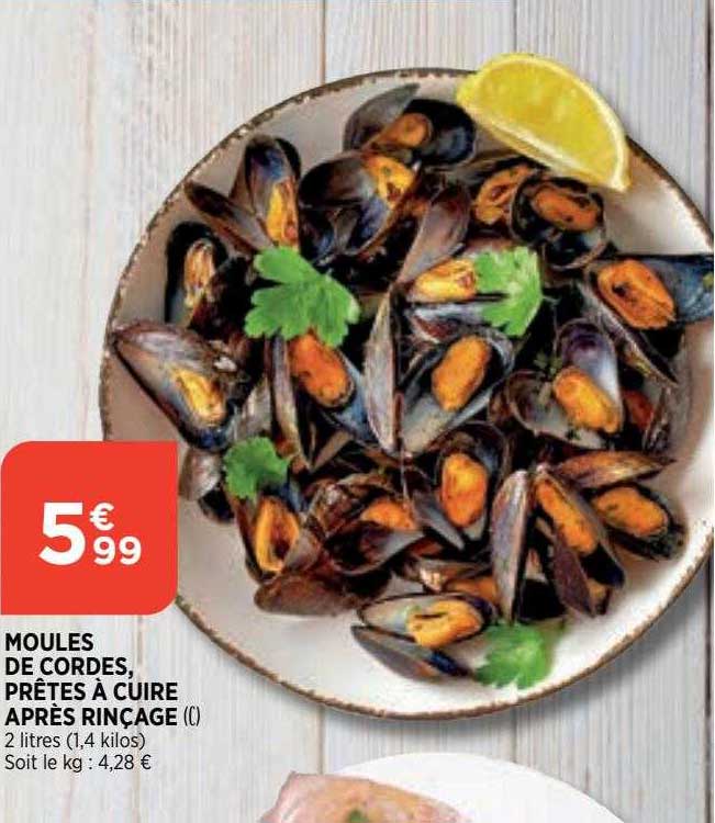 moules de cordes, prêtes à cuire après rinçage