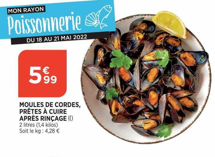 moules de cordes, prêtes à cuire après rinçage