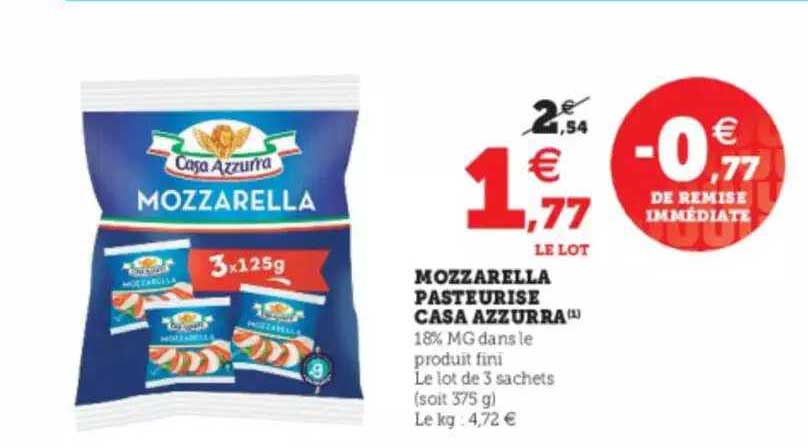mozzarella pasteurisé casa azzurra