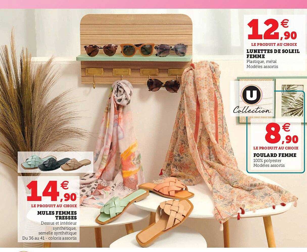 mules femmes tresses, lunettes de soleil femme, foulard femme