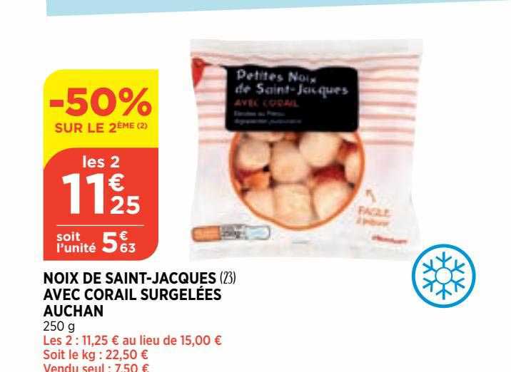 noix de saint-jacques avec corail surgelées auchan