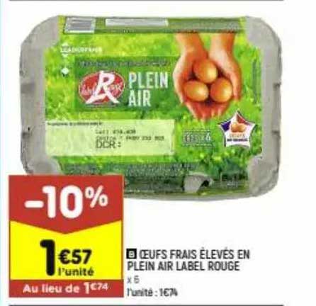 oeufs frais élevés en plein air label rouge