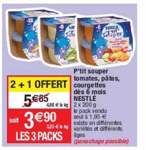 p'tit souper tomates, pâtes, courgettes dès 6 mois nestlé