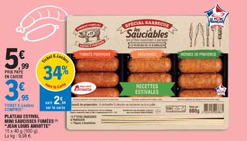 Plateau Estival Mini Saucisses Fumées "jean Louis Amiotte"