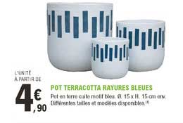 pot terracotta rayures bleues