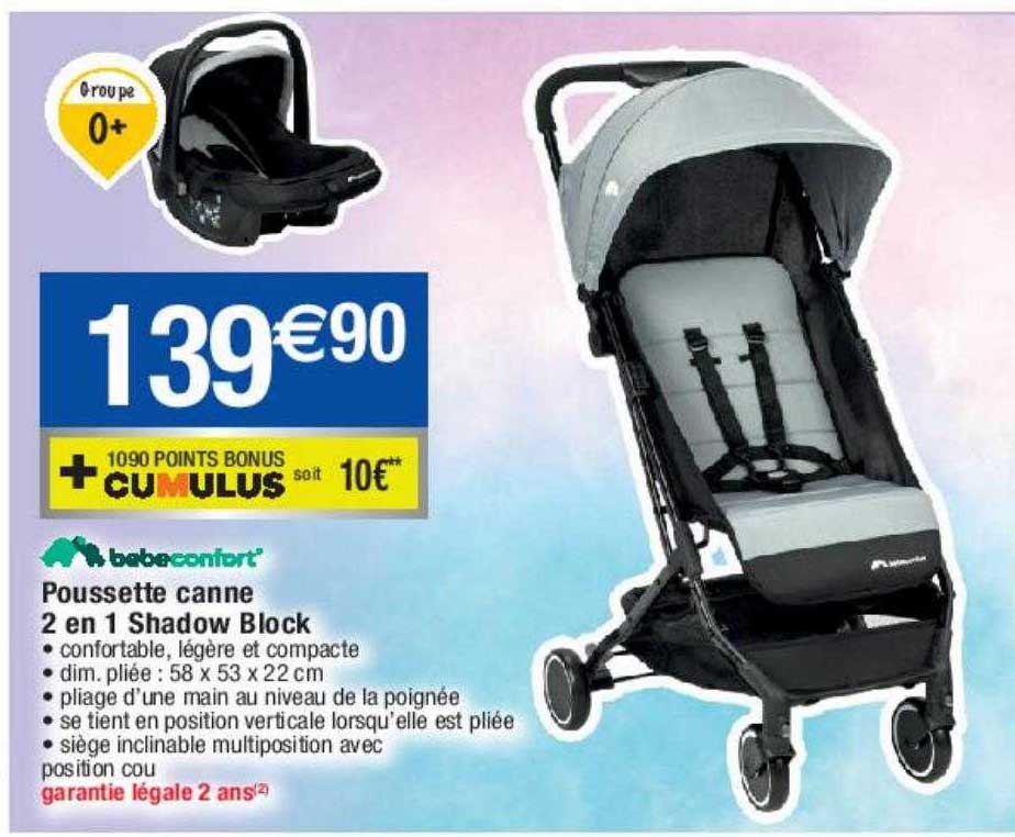 poussette canne 2 en 1 shadow block bébéconfort