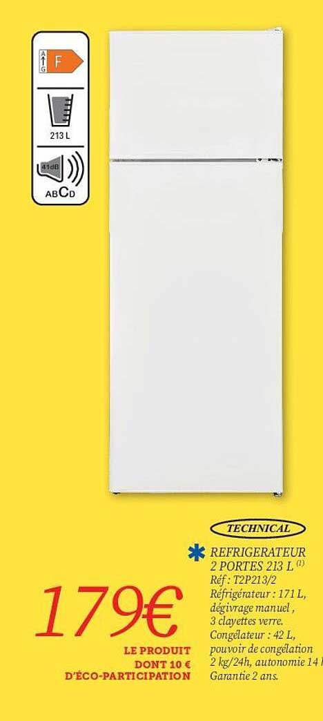 Réfrigérateur 2 Portes 213 L Technical