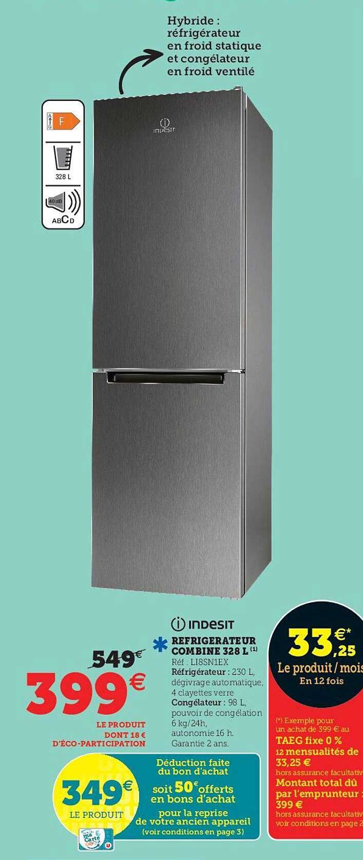Réfrigérateur Combiné 328 L Indesit