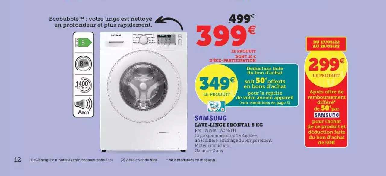 samsung lave-linge frontal 8 kg