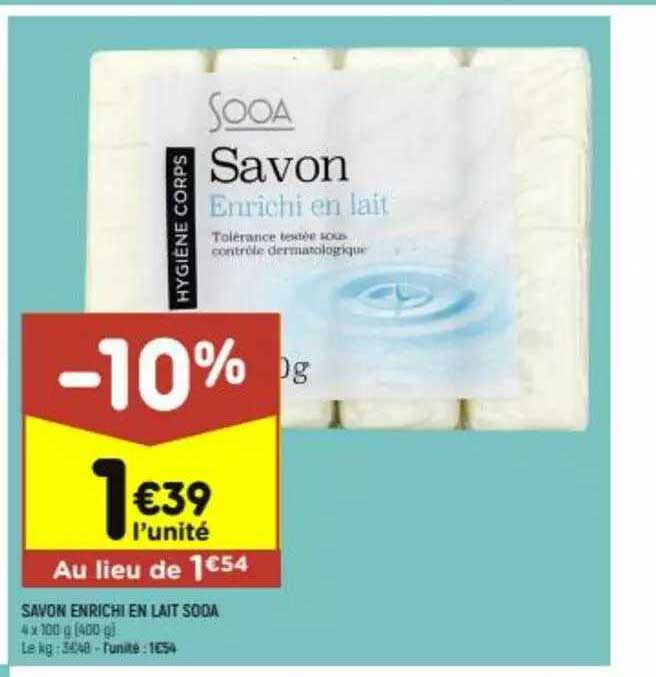 savon enrichi en lait soda