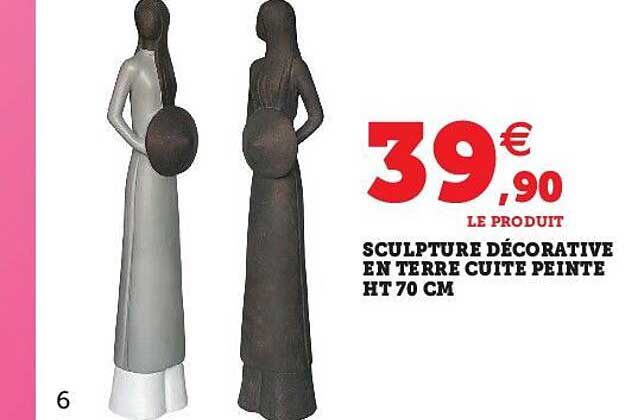 sculpture décorative en terre cuite peinte ht 70 cm