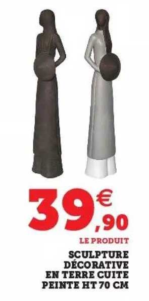 sculpture décorative en terre cuite peinte ht 70cm