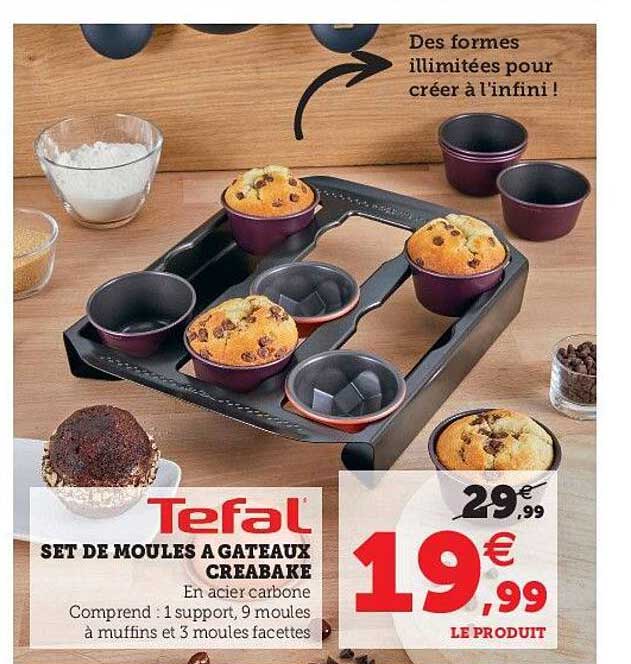 set de moules à gâteaux creabake tefal