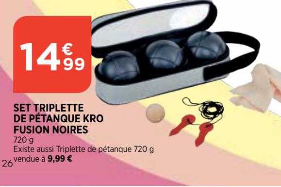 set triplette de pétanque kro fusion noires
