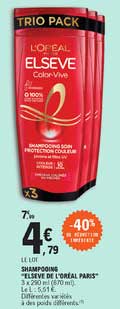 Shampooing "elseve De L'oréal Paris" -40% De Réduction Immédiate