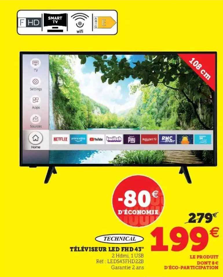 téléviseur led fhd 43" technical