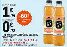 thé noir saveur pêche blanche "may tea" -60% sur le 2e produit acheté