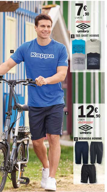 umbro 1- tee-shirt homme 2- bermuda homme