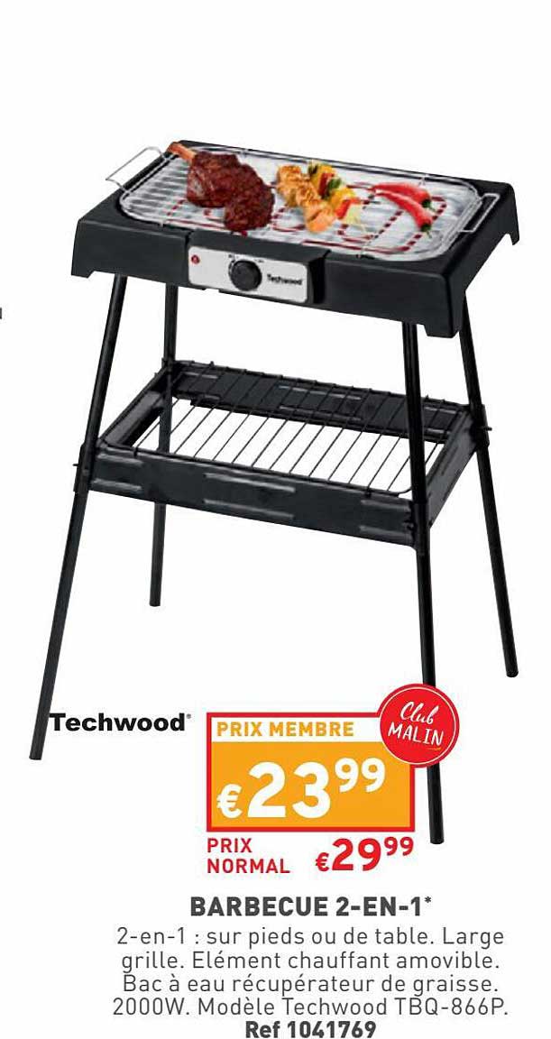 barbecue 2-en-1 techwood