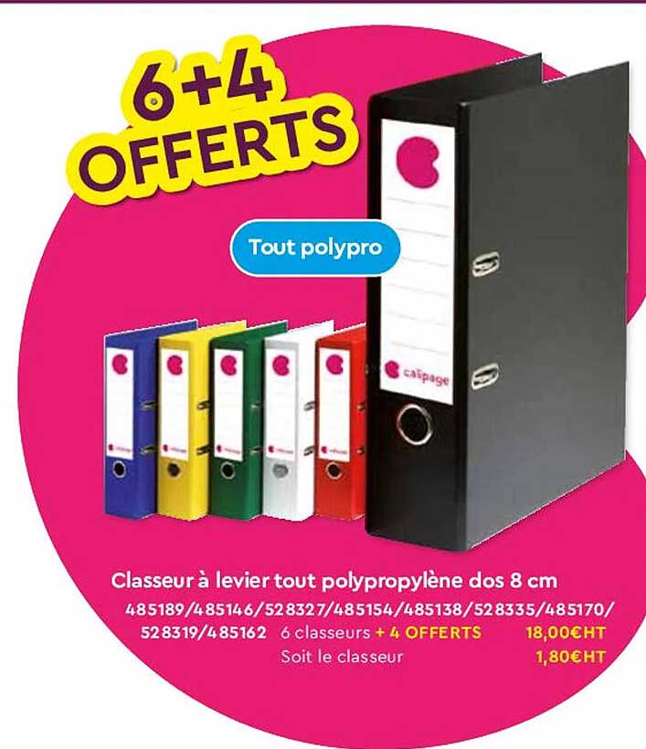 Classeur à Levier Tout Polypropylène Dos 8 Cm Calipage