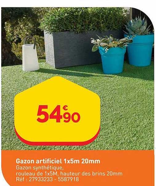 gazon artificiel 1 x 5m 20mm