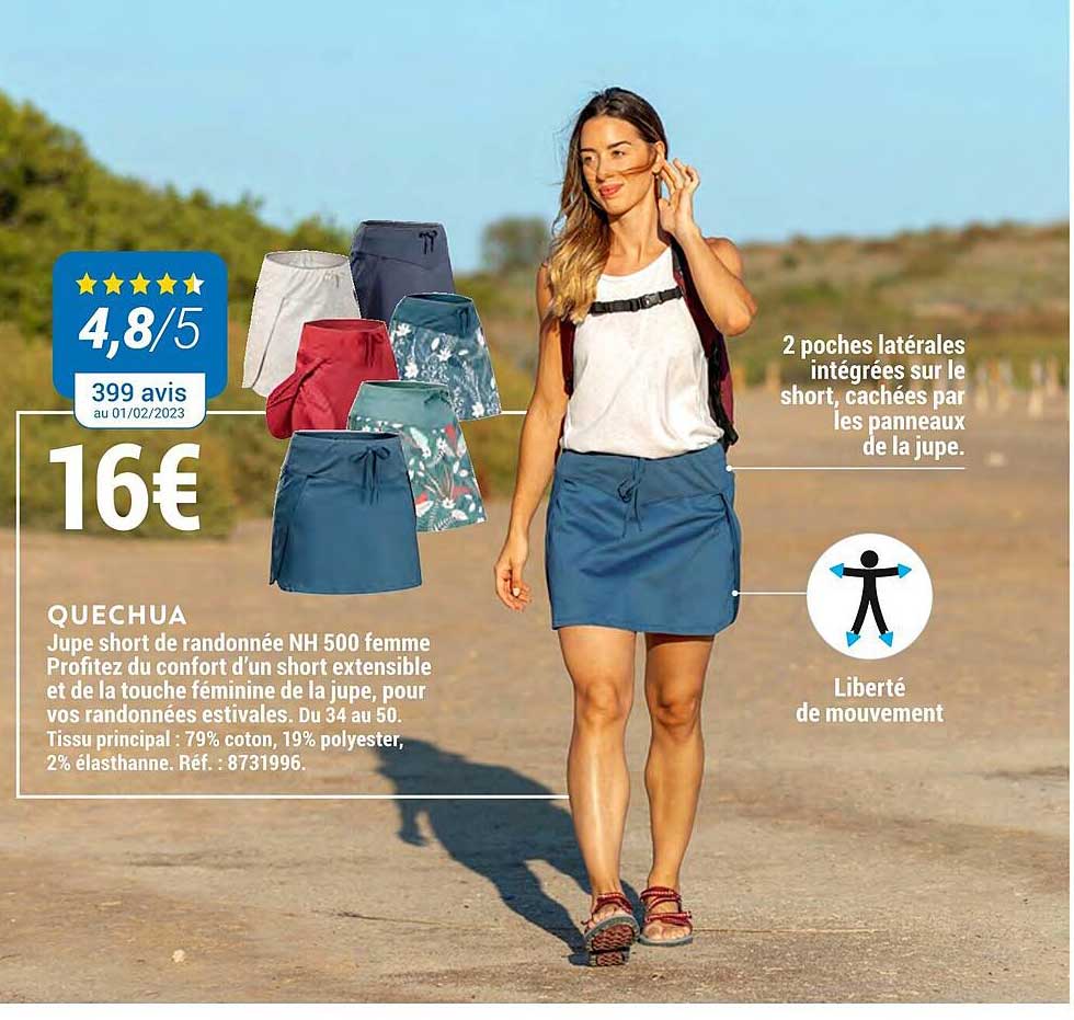 Jupe Short De Randonnée Nh 500 Femme Quechua