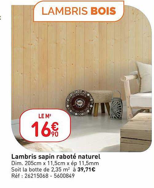 lambris sapin raboté naturel