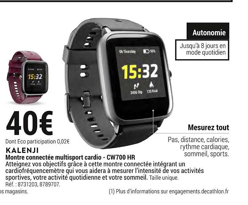 montre connectée multisport cardio - cw700 hr kalenji