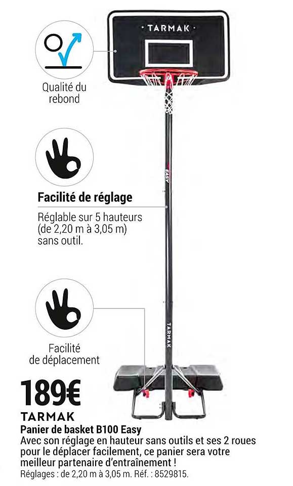 panier de basket b100 easy tarmak