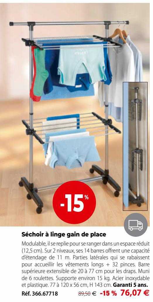 séchoir à linge gain de place