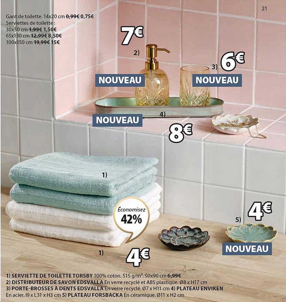serviette de toilette torsby, distributeur de savon edsvalla, porte-brosses à dents edsvalla, plateau enviken, plateau forsbacka