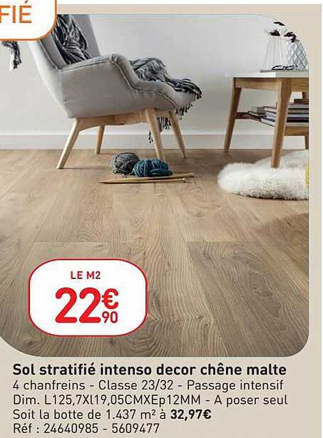 sol stratifié intenso décor chêne malte