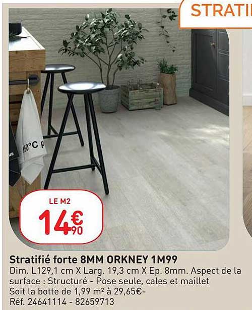 stratifié forte 8mm orkney 1m99