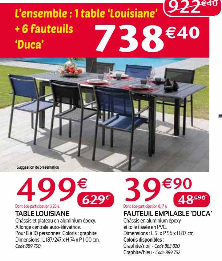 Table Louisiane, Fauteuil Empilable 'duca'