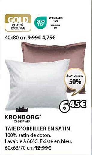 taie d'oreiller en satin kronborg