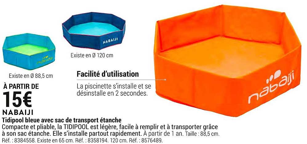 Tidipool Bleue Avec Sac De Transport étanche Nabaiji
