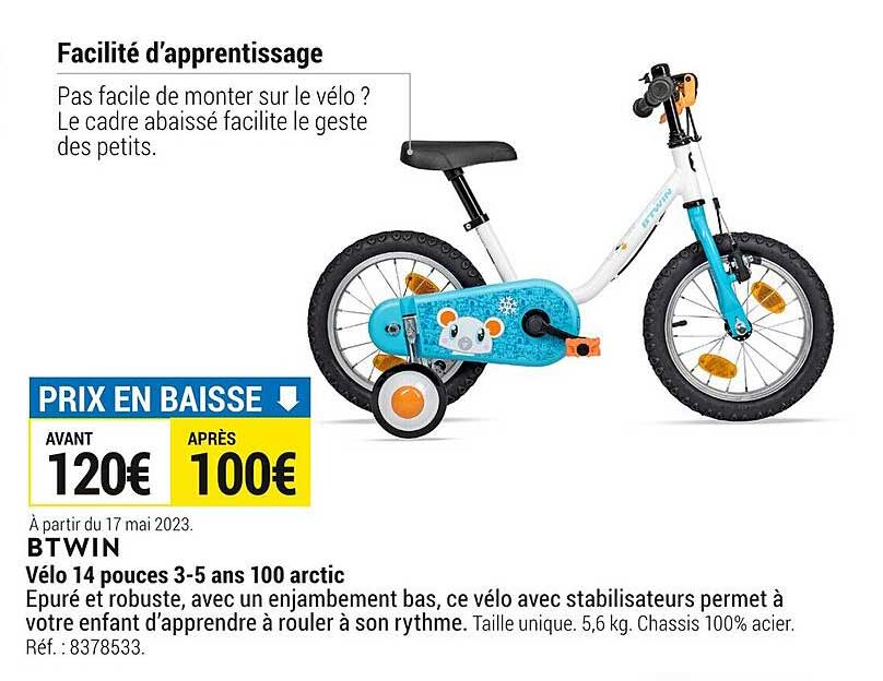 Vélo 14 Pouces 3-5 Ans 100 Arctic Btwin