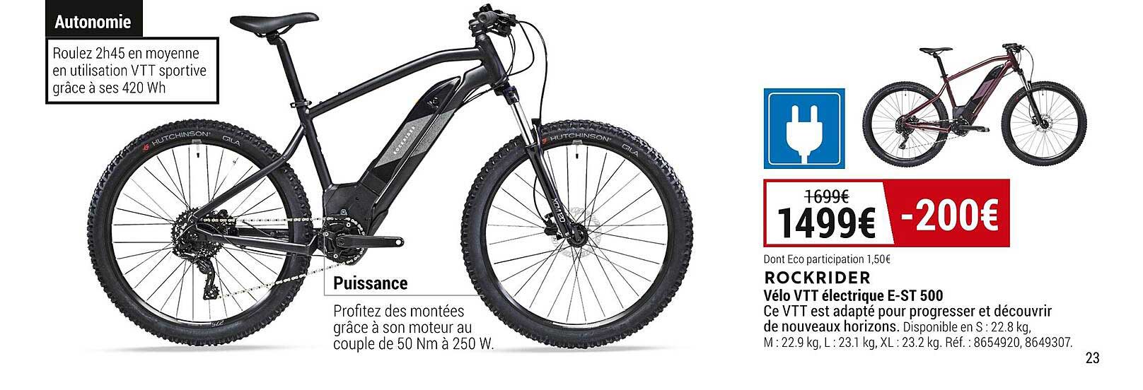 vélo vtt électrique e-st 500 rockrider