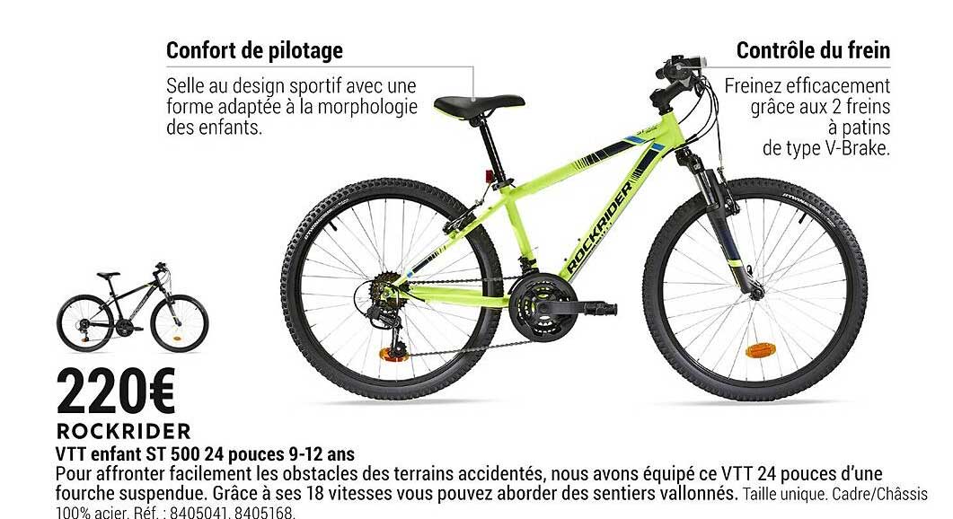 vtt enfant st 500 24 pouces 9-12 ans rockrider