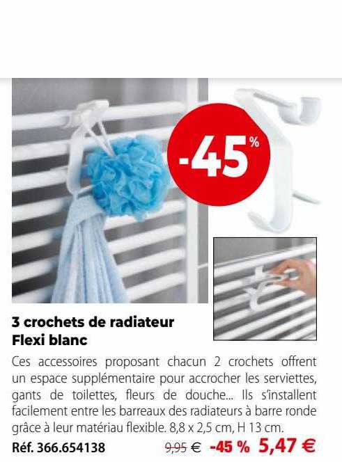 3 crochets de radiateur flexi blanc