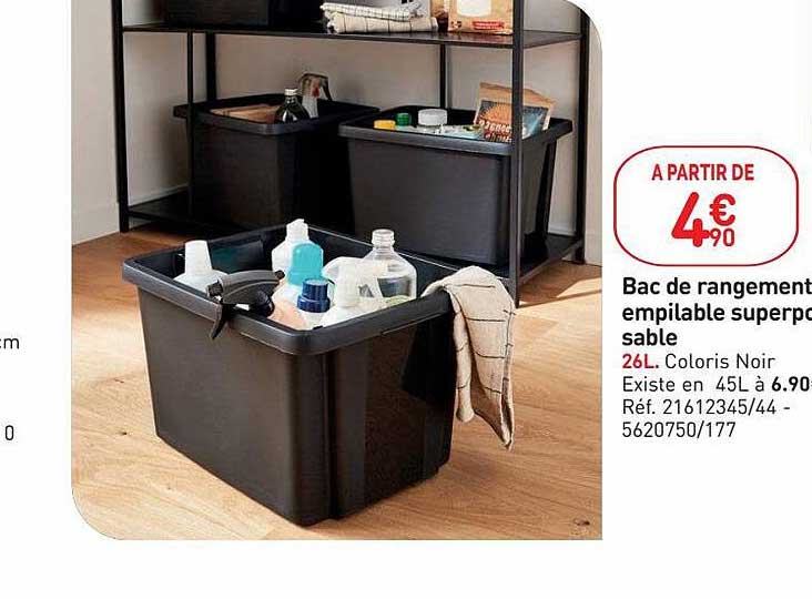 bac de rangement empilable superposé sable