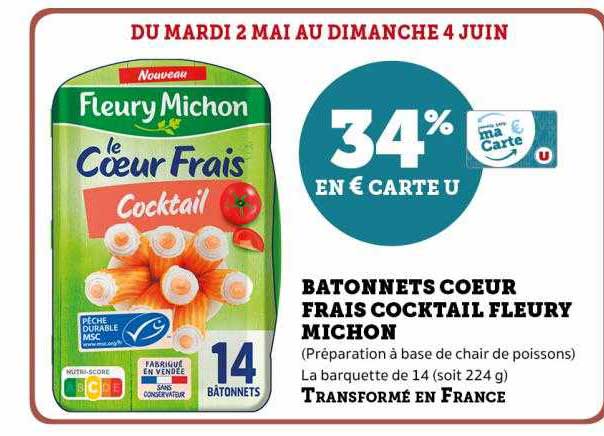 bâtonnets coeur frais cocktail fleury michon