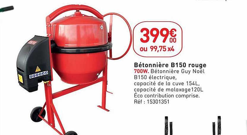 bétonnière b150 rouge 700w
