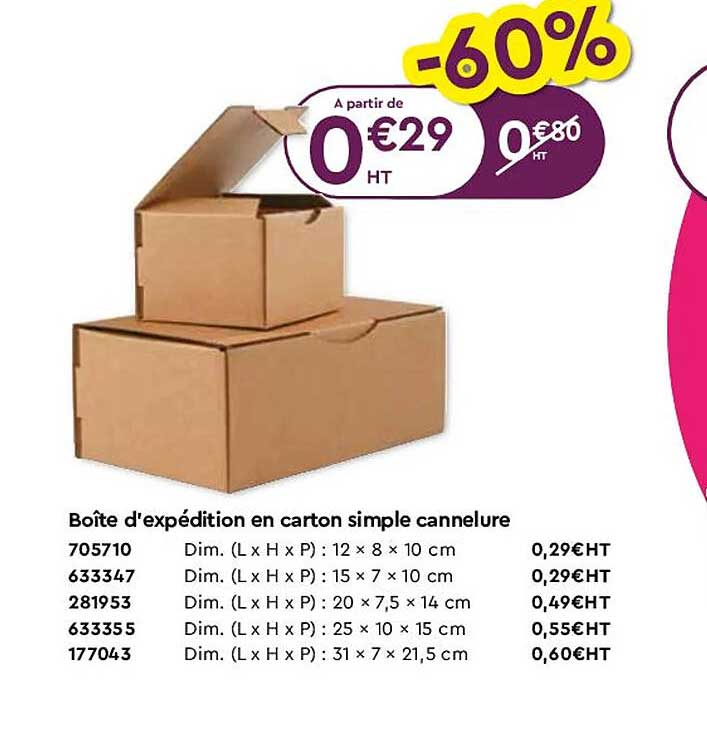 boîte d'expédition en carton simple cannelure