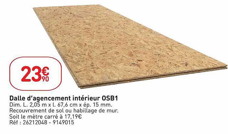 dalle d'agencement intérieur osb1