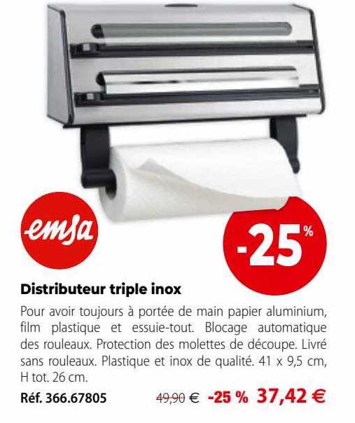 distributeur triple inox emsa