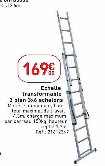 échelle Transformable 3 Plan 3x6 échelons