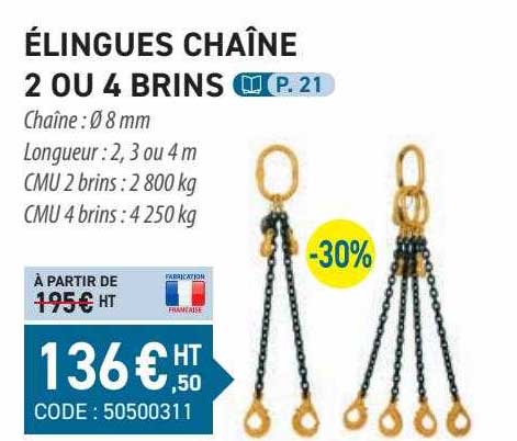 élingues chaîne 2 ou 4 brins