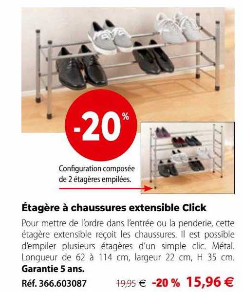 étagère à chaussures extensible click