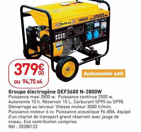 groupe électrogène def3600 n-2800w defitec